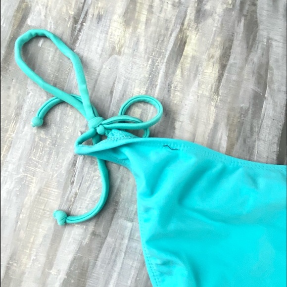 Xhilaration Boho Bikini Bottom Aqua Teal Floral Paisley Side Tie String Bikini L - Picture 6 of 10
